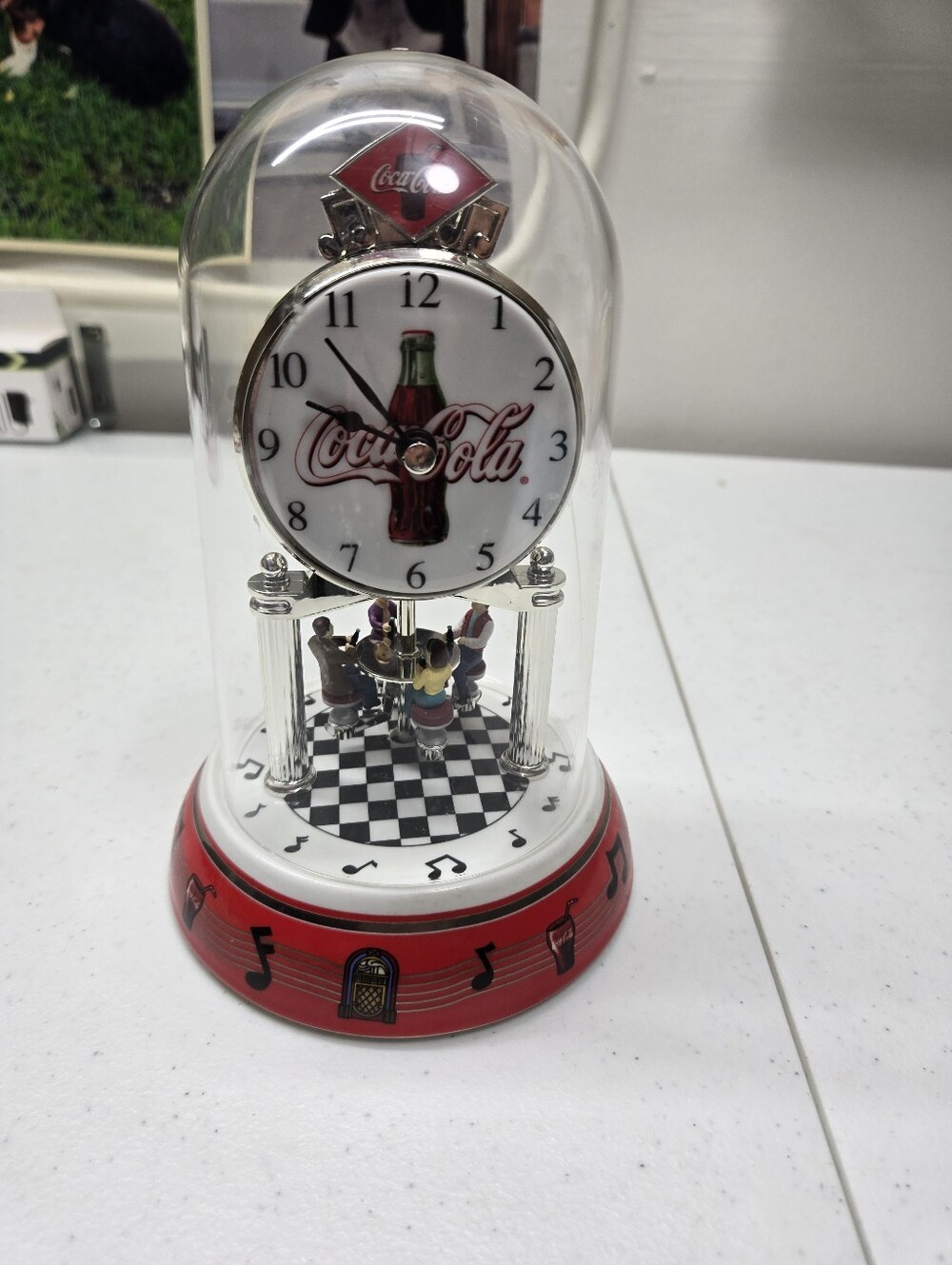 Collectible Coca-Cola 2003 Anniversary Pendulum Dome Clock. Clock Works.